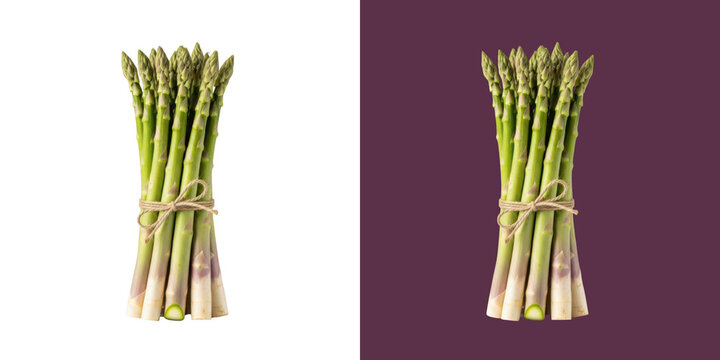 Fresh green asparagus stalks tied together with a simple rustic twine rope transparent png