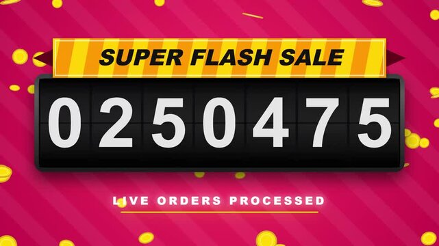 Odometer counter tracking live orders for a super flash sale