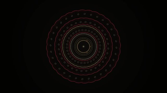 Abstract Crimson Gold Scalloped Node Sacred Geometry Mandala Motion Background