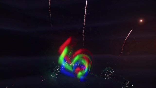 2027 New Year Celebration with Fireworks and Festive Light Effects