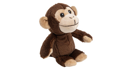 Cute brown plush stuffed monkey toy child bedroom nursery accessory isolated on transparent background © Samuel Sutton