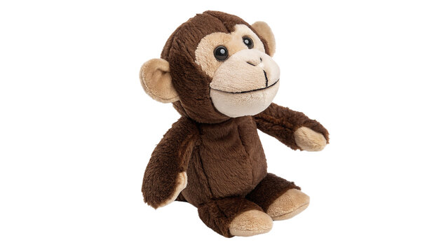 Cute brown plush stuffed monkey toy child bedroom nursery accessory isolated on transparent background