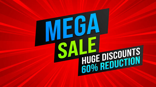 Bold text announces a mega sale with huge discounts up to 60% off, symbolizing a lucrative shopping event or promotion for business