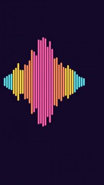 Vertical 9:16 animated fullscreen spectrum bars without chrome in blue and cyan on a dark background. Seamless looping 4K motion graphics in portrait format for reels, shorts, stories and music videos