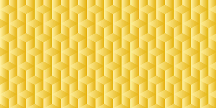 Seamless cube hexagon pattern Abstract geometric with template design. Yellow technology ornament. Vector geometrical cubic waves seamless texture.