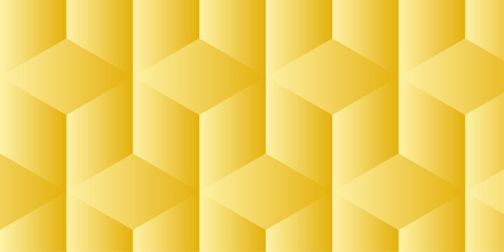 Seamless cube hexagon pattern Abstract geometric with template design. Yellow technology ornament. Vector geometrical cubic waves seamless texture.