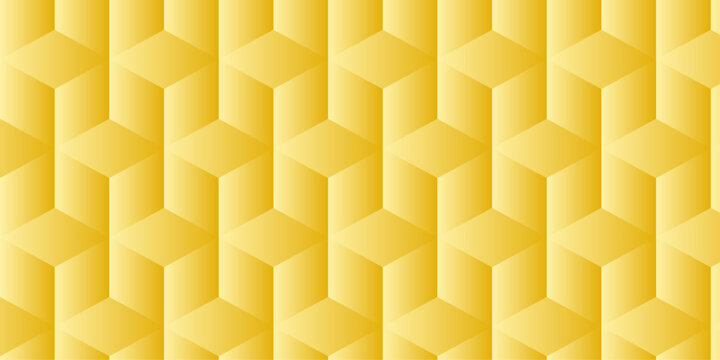Seamless cube hexagon pattern Abstract geometric with template design. Yellow technology ornament. Vector geometrical cubic waves seamless texture.