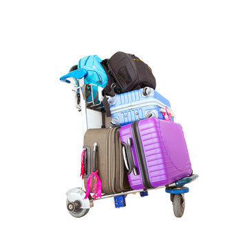 Travel cart full of luggage for vacation journey
