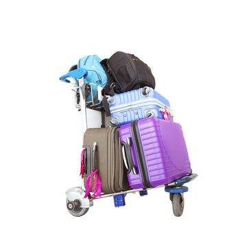 Travel cart full of luggage for vacation journey