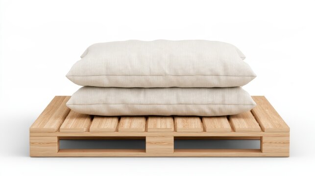Cozy Cross Dock Arrangement Featuring Two Neatly Stacked Cushions on a Wooden Pallet for Home or Office Use in Various Design Contexts,3d rendering