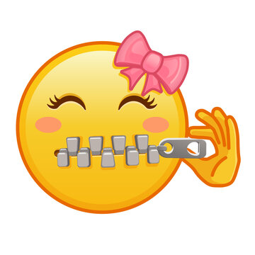 Female zipper mouth face Large size of yellow emoji smile