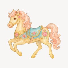 Obraz premium Vintage carousel horse illustration