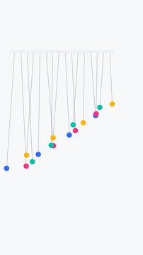 Vertical 9:16 animated pendulum wave loop weaving patterns in blue and cyan on a light background. Seamless looping 4K motion graphics in portrait format for reels, shorts, stories and music videos, w