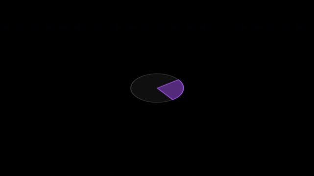 Glowing pie charts illustrating statistical data on black background