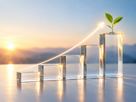 Seedling Growing Along Glass Step Chart