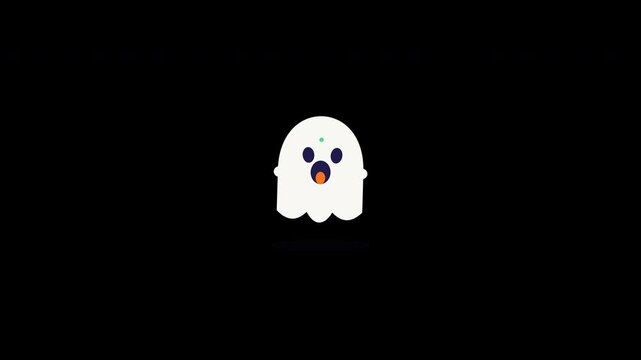 Cute cartoon ghosts floating in a grid on black background