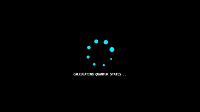 Quantum calculation progress indicator with circular loading dots