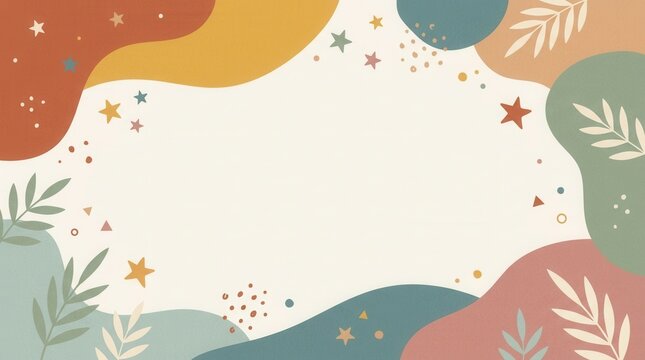 Elegant geometric design featuring organic shapes and stars for retirement or farewell parties.