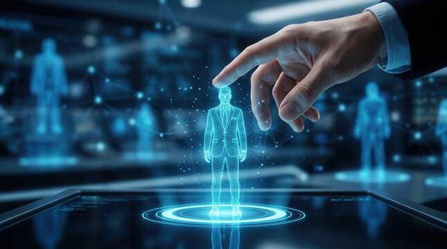 Futuristic hiring process using technology for the right employee choice and human resources analysis.