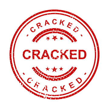 Red cracked stamp seal with distressed effect illustration