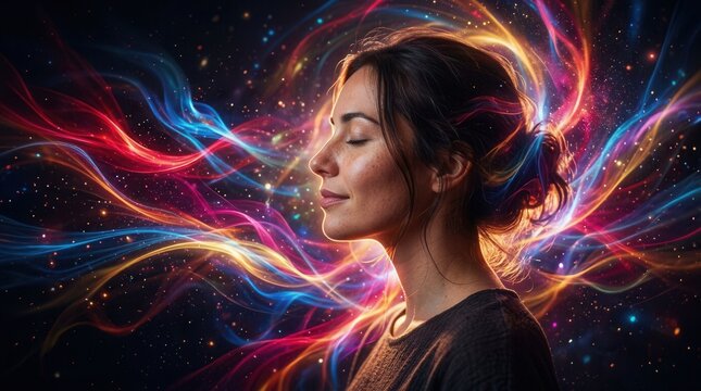 Concept of meditation and mental wellness showing a mindful state and inner calm.
