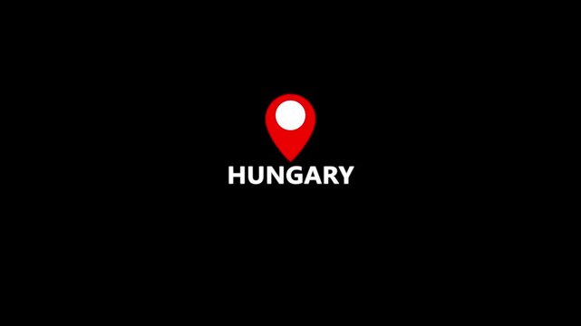 Location Gyor Moson Sopron County on map Hungary. 3d Gyor Moson Sopron emblem map marker location pin. Map of Hungary showing different parts. 4K. Animated Video