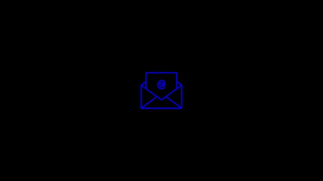 Seamless loop of line art blue open envelope with email message for digital communication and contact designs