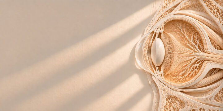Human Eye Cross Section Anatomy in Porcelain Relief with Copy Space