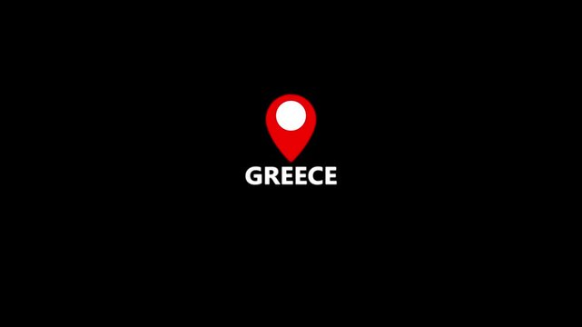 Greece location pin icon on world map &mdash; white and black pin showing Dhaka position, travel destination concept with green background.