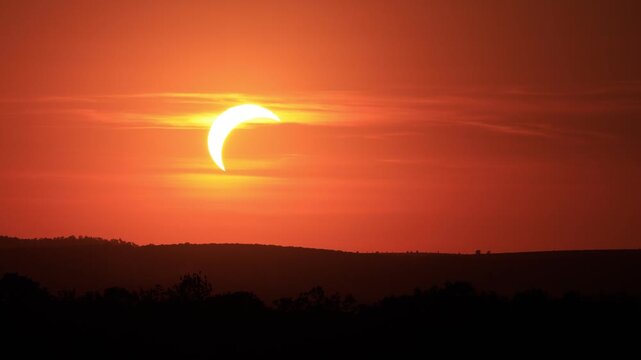 Crescent Sun during partial solar eclipse in Czechia