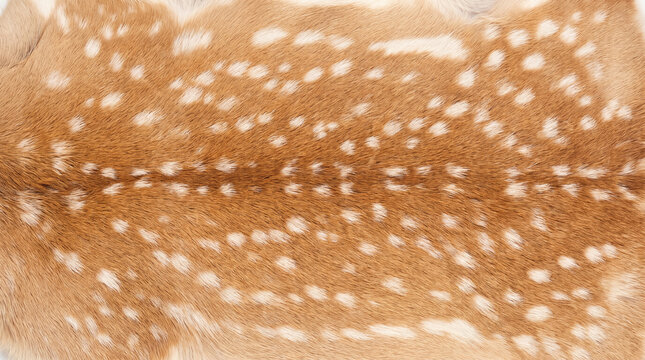 Natural deer hide texture with white spots, spotted fawn fur background, brown animal skin pattern for rustic design