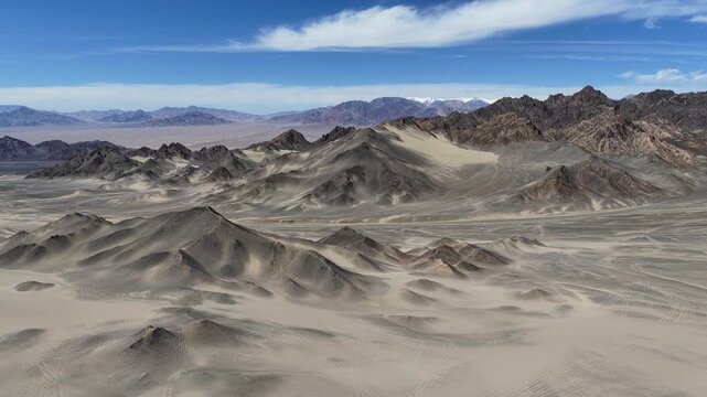 Rugged Desert Mountains Under Blue Sky at Lenghu, Qinghai