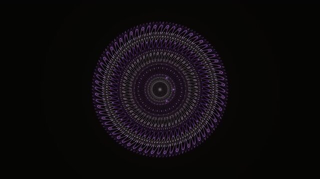 Abstract Deep Purple Silver Wavy Gear Sacred Geometry Mandala Motion Background