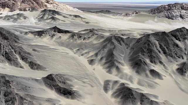 Snow-Flecked Barren Mountains of Lenghu Yingxiongling Range, Qaidam Basin
