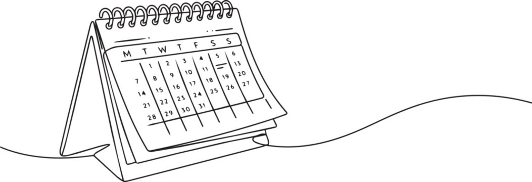 Continuous one line drawing of a desk calendar