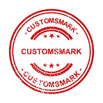 Red rubber customs mark stamp with border illustration