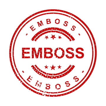 Red emboss stamp seal with text illustration