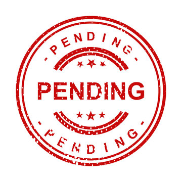 Red vintage pending approval stamp with stars illustration