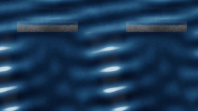 Aerial Ocean Swell Rolling Through Breakwater Gaps Into Spreading Wave Fans, Side Panning Camera, Seamless Loop in deep ocean tones