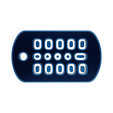 Rectangular digital identification badge icon with a grid of slots for security access or personnel tracking in blue neon isolated on a transparent background