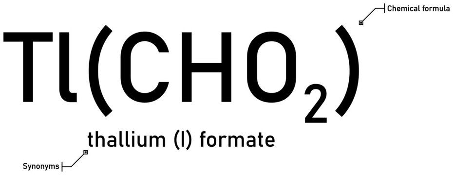 Thallium (I) formate chemical formula with callout titles