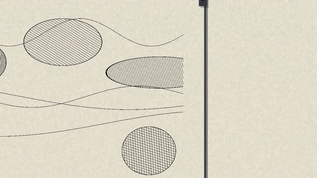 Pen plotter drawing hatched illustration on moving paper process animation seamless loop in bright ink tones