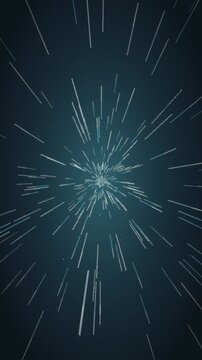 Warp speed hyperspace starfield flight seamless loop in bright teal tones vertical 9:16
