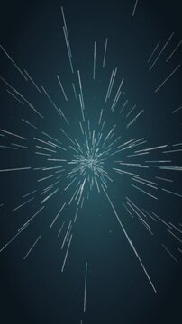 Warp speed hyperspace starfield flight seamless loop in subtle teal tones vertical 9:16