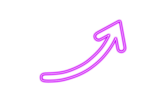 Neon pink curved arrow icon isolated on transparent background