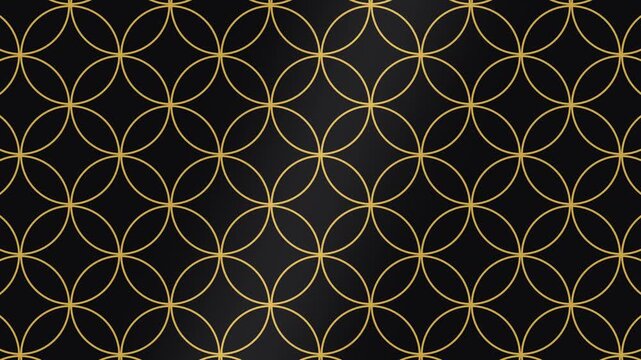 黒と金の七宝模様が流れる高級な和風背景