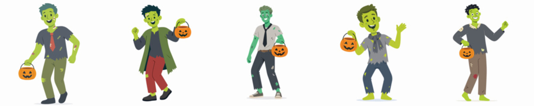 Vector illustration of a man dancing happily as a zombie at a Halloween