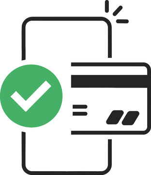 Mobile payment success with credit card and smartphone vector icon illustration   