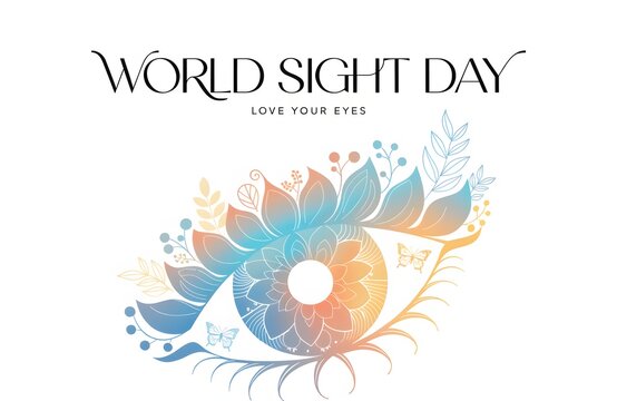 Stylized floral eye illustration for world sight day awareness banner