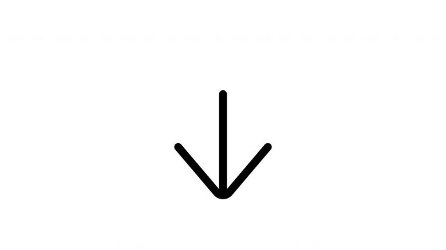 Arrow down outline icon looping animation, downward direction symbol motion graphic for business, ui and navigation presentation design use